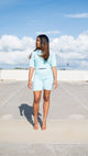 BABY BLUE 2PC SWEATER CASUAL SHORTS SET